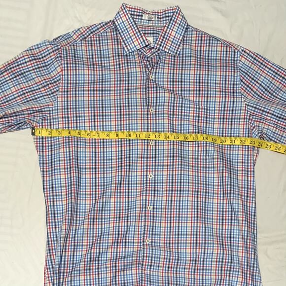 Men's PETER MILLAR Size L Plaid Button Down Shirt Checked Colorful 100% Cotton - Picture 2 of 11